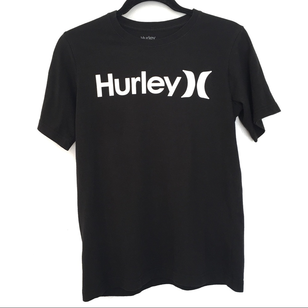 [HURLEY] Kids Soft  Plain Black Logo Shirt size L